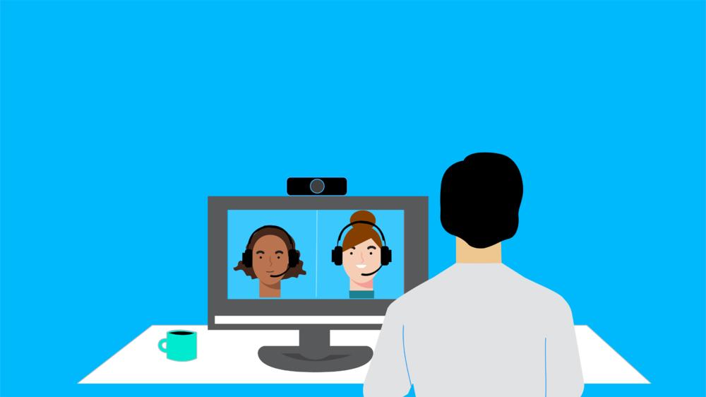 Illustration of a man in a videoconference